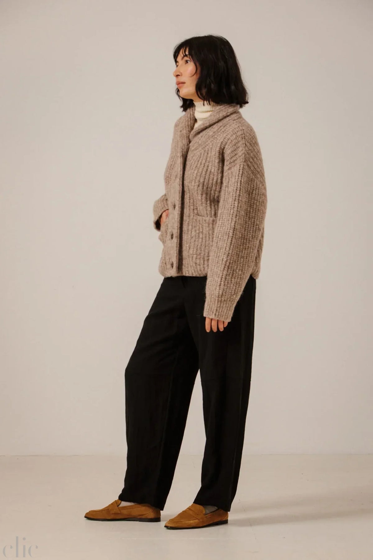 Oversized Shawl Cardigan in Fawn, from Bare Knitwear