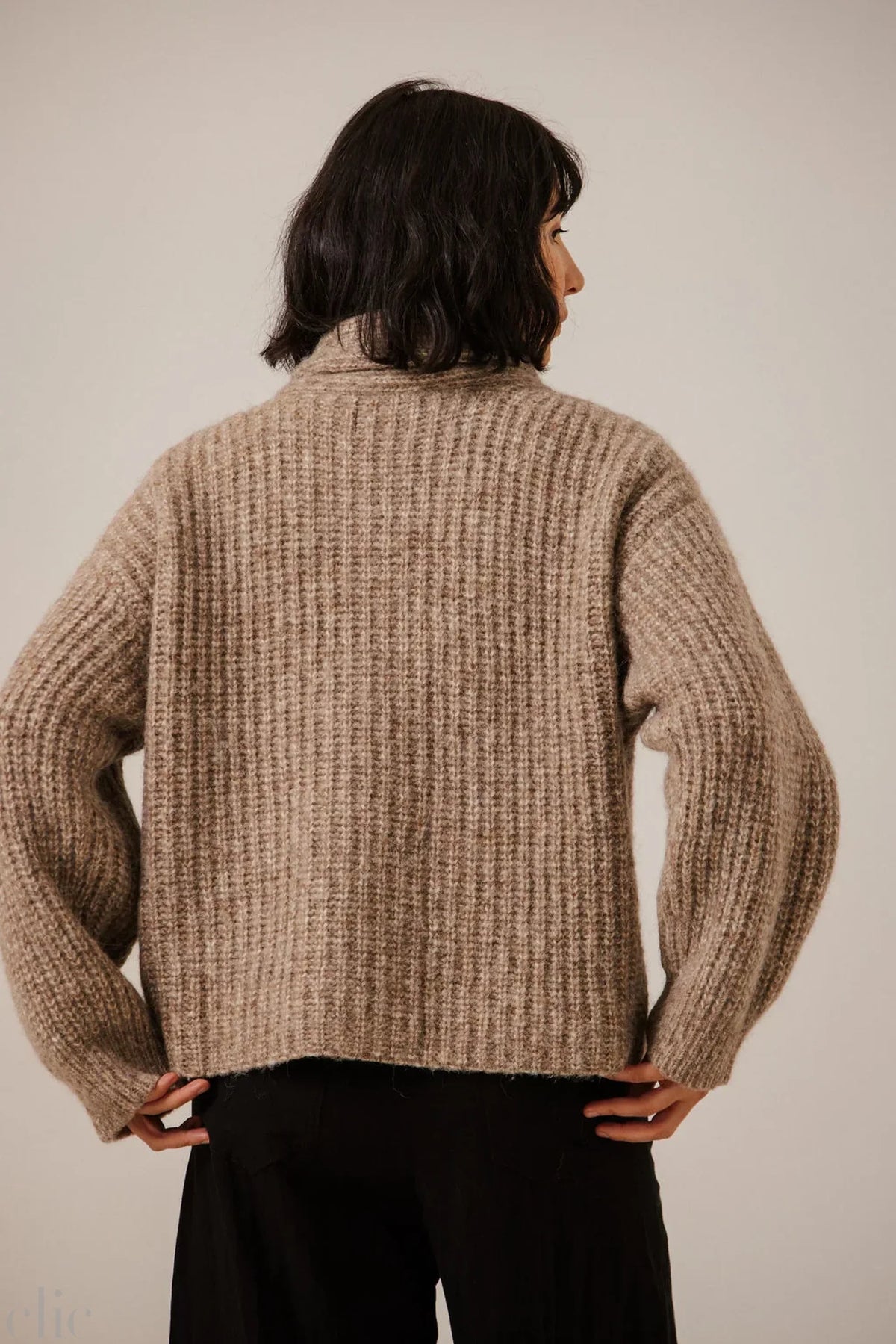 Oversized Shawl Cardigan in Fawn, from Bare Knitwear
