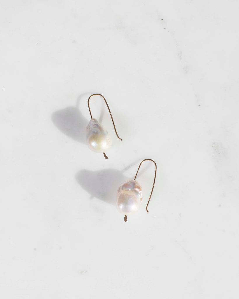 Baroque Pearl Drop Earrings in White, from Mary Macgill