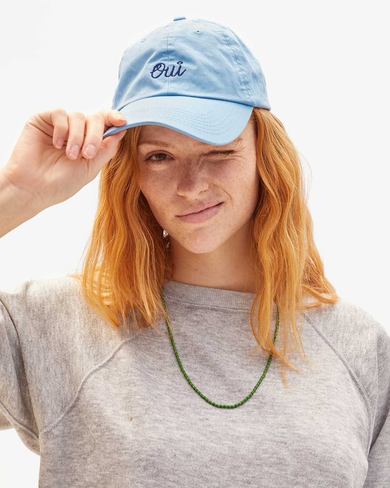 Oui Baseball Hat in Sky Blue, from Clare V