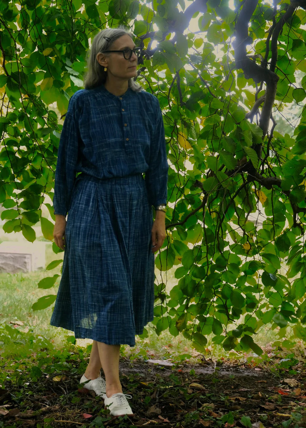 Belle Skirt in Indigo Space Dye, from Uqnatu