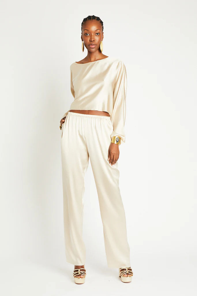 Liz Silk Pants in Latte, from Beryll