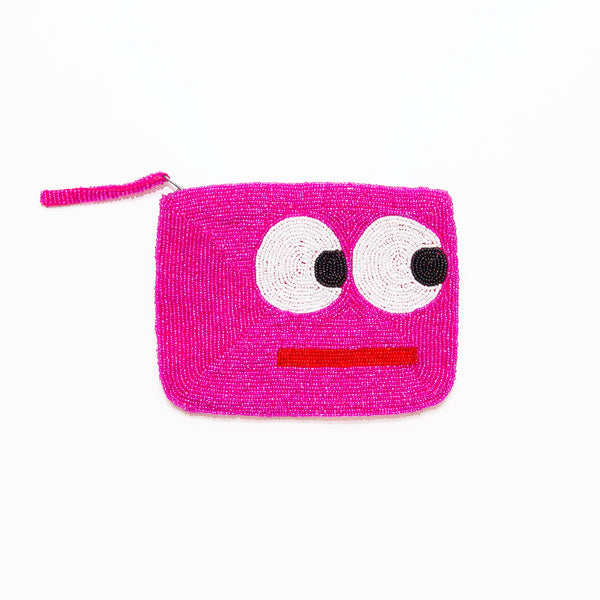 Big Eyes with Mouth Mini Beaded Purse in Pink, from The Jacksons
