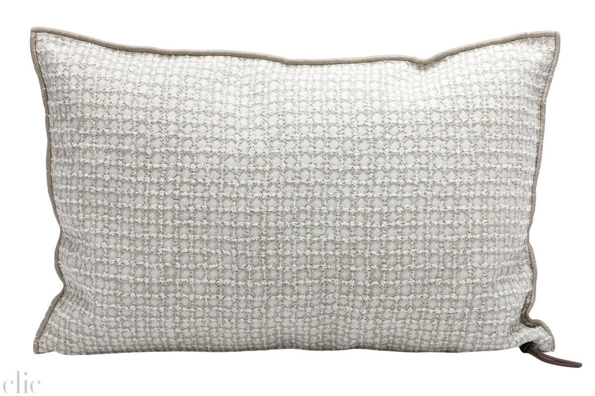 Bistrot Jaquard Outdoor Pillow 16x24 in Off White, from Maison de Vacances