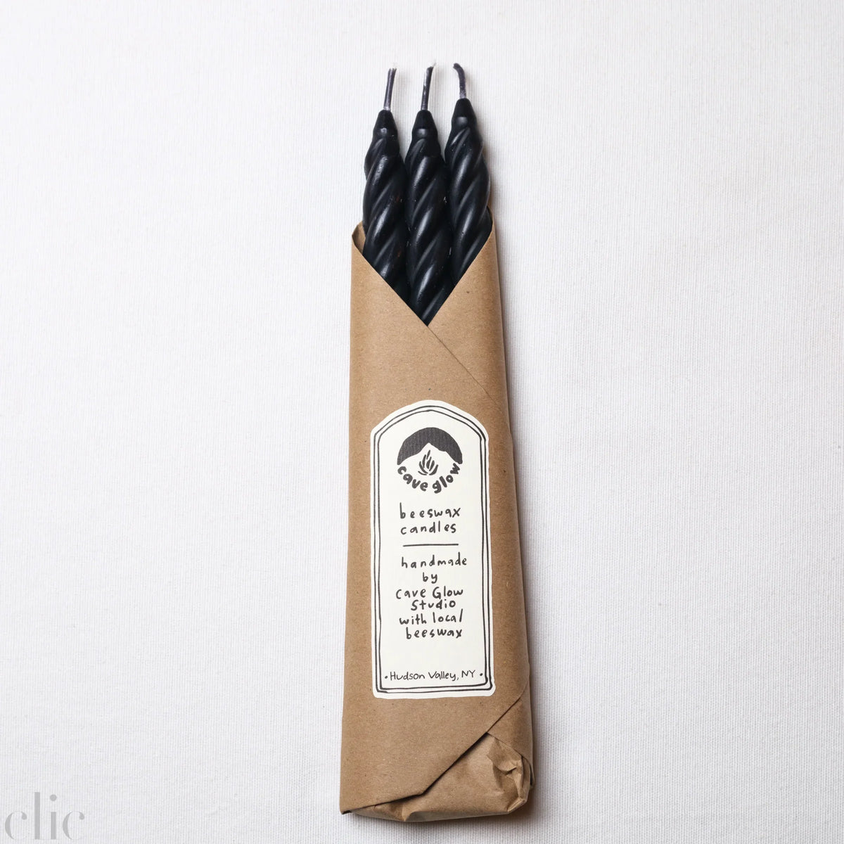 Spiral Taper Candles in Black, from Cave Glow