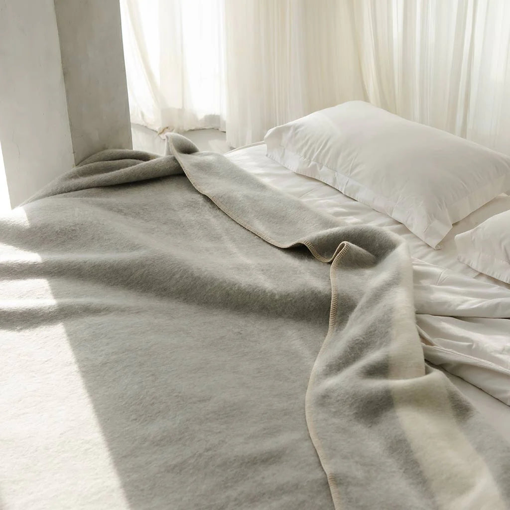 The Siempre Blanket in Light Heather, from Blacksaw