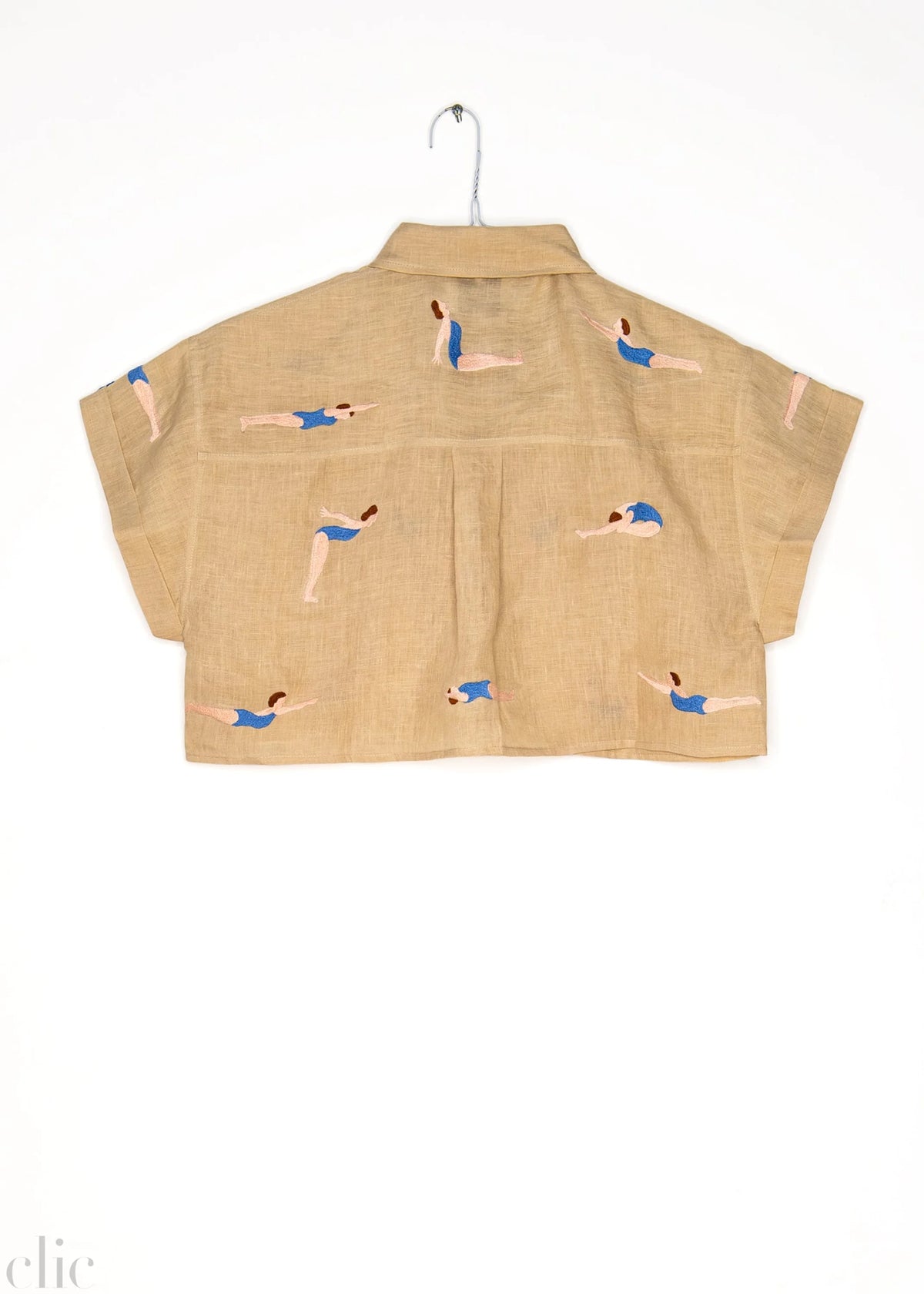 Bondi Swim Short Shirt in Beige and Blue, from Benaras by Citrus
