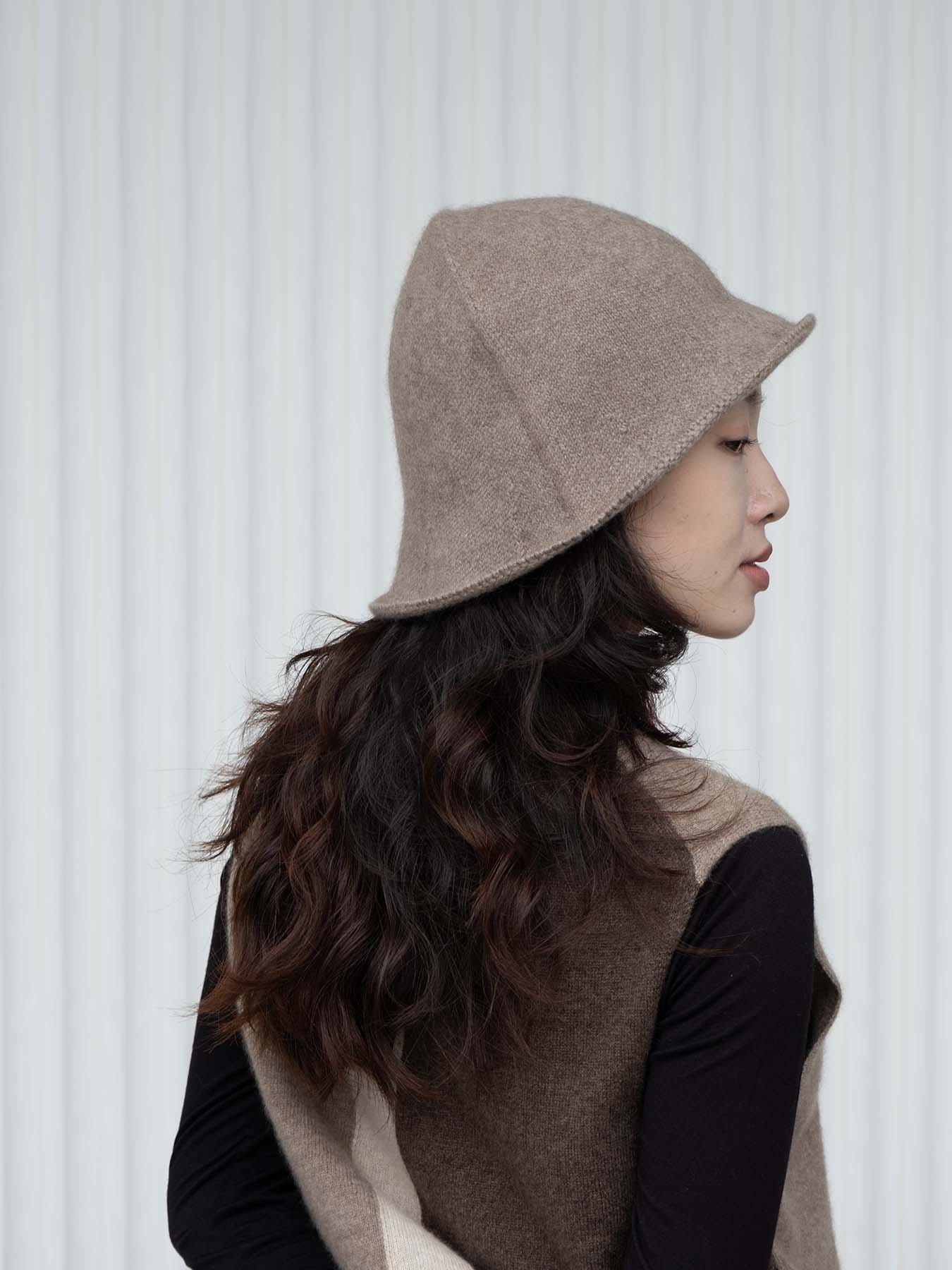 Cashmere Bucket Hat in Brown, from Oats and Rice