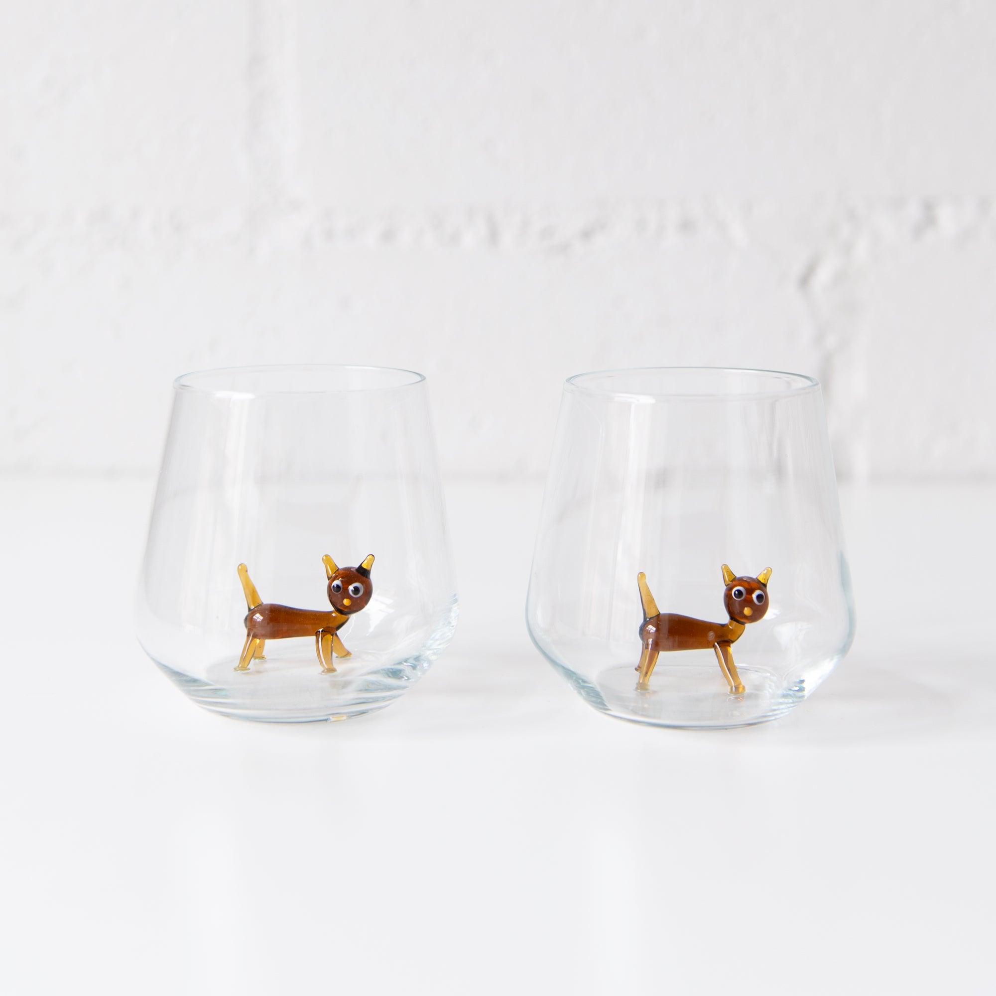 Brown Cat Drinking Glass, from Minizoo