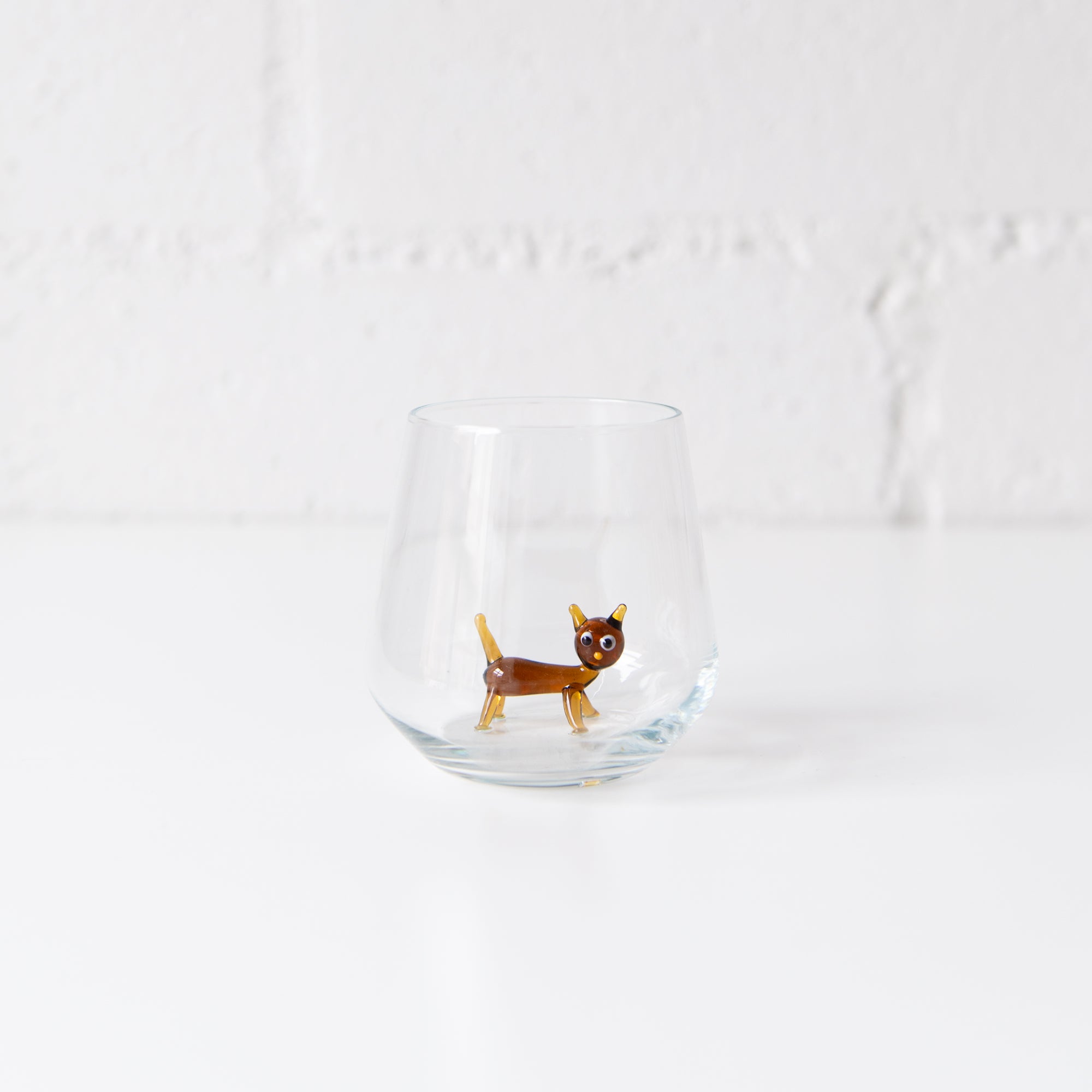 Brown Cat Drinking Glass, from Minizoo