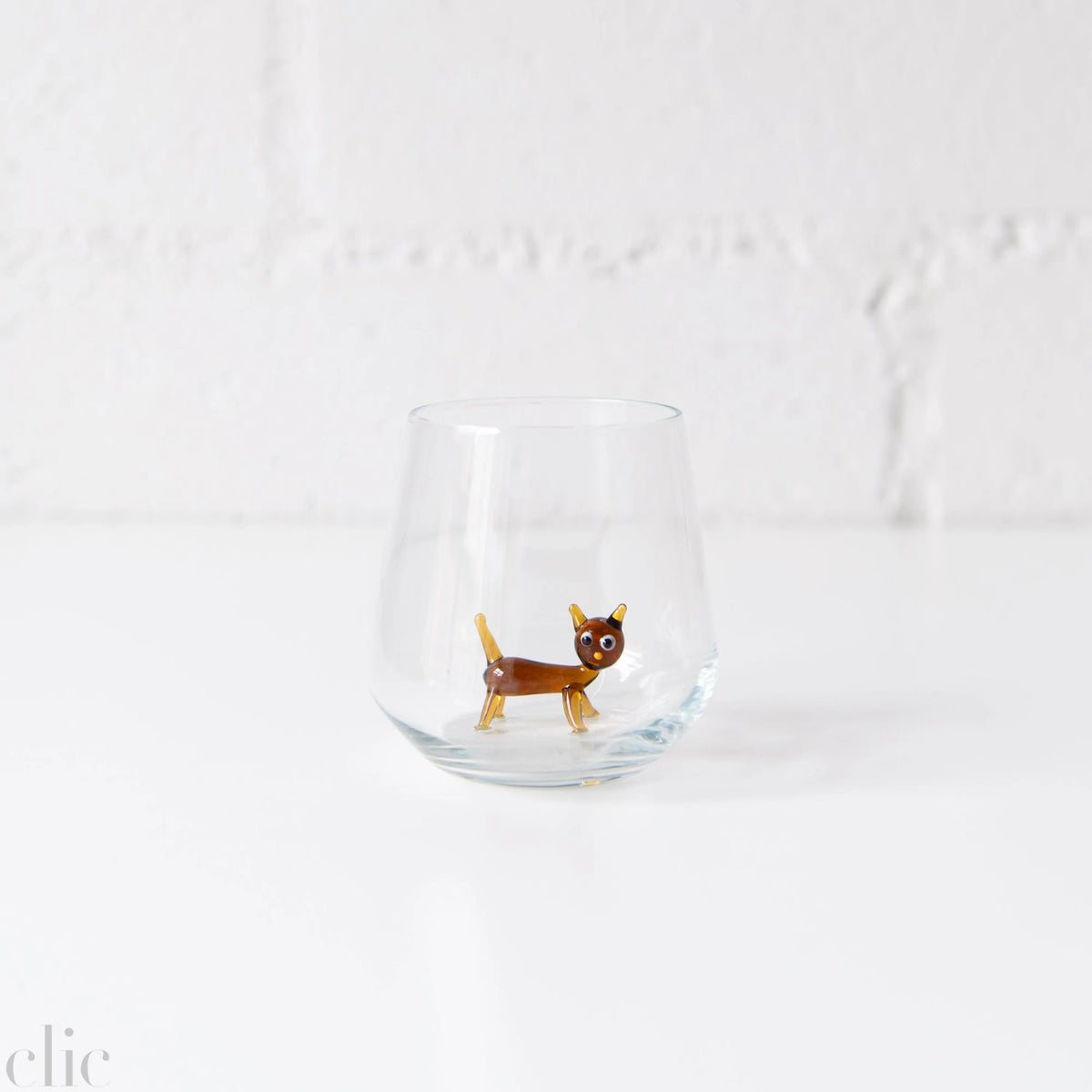 Brown Cat Drinking Glass