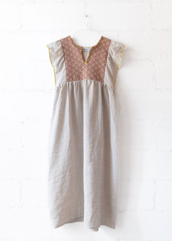 Jilly Long Dress in Natural and Brown, from Nina Leuca