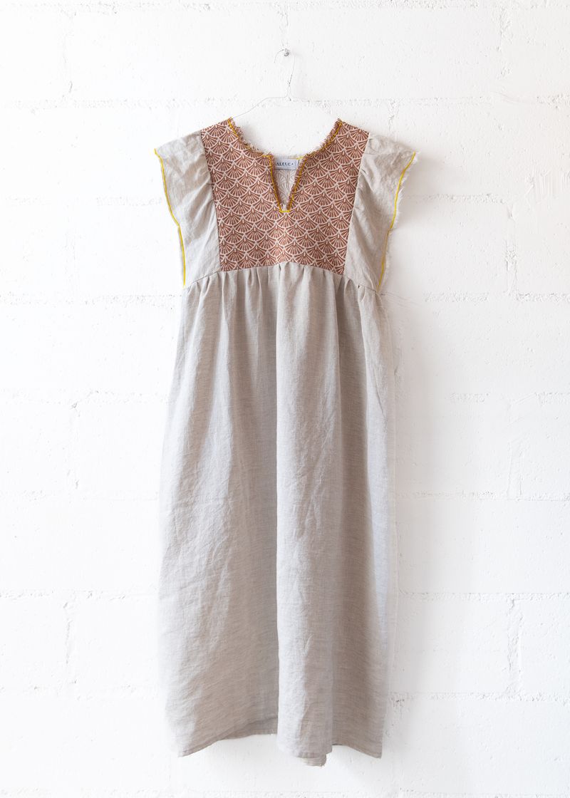 Jilly Long Dress in Natural and Brown, from Nina Leuca