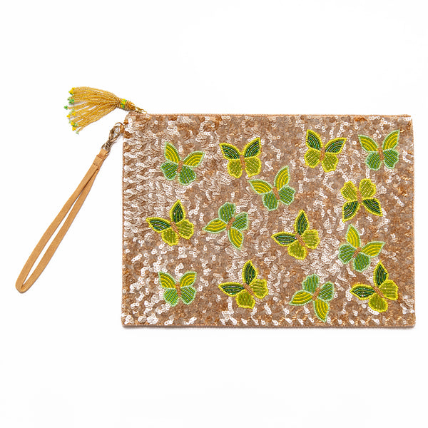 Butterfly Sequins Jewelry Bag in Garden, from Olivia Dar
