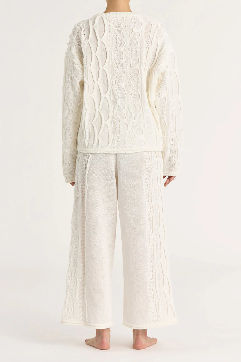 Cable Knit Pants in Ivory, from Black Crane