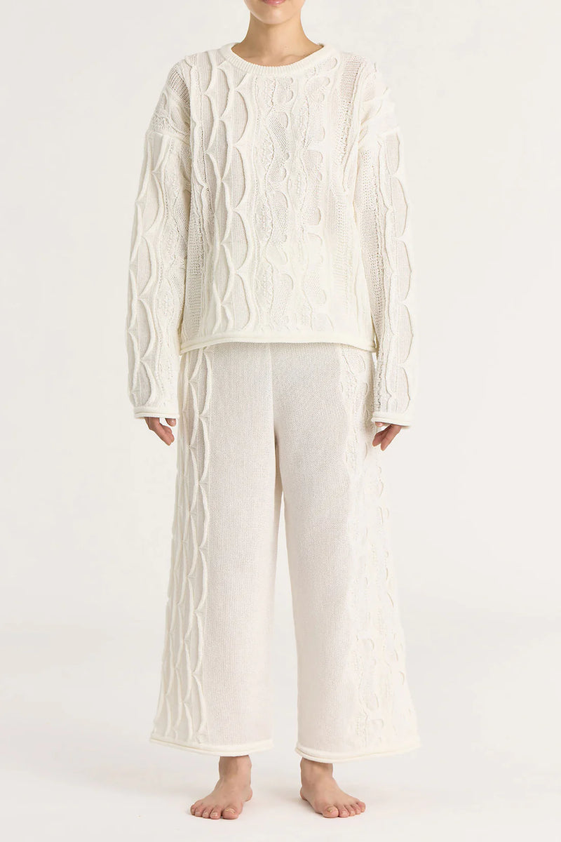 Cable Knit Pants in Ivory, from Black Crane