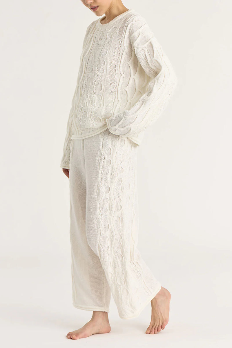 Cable Knit Pants in Ivory, from Black Crane