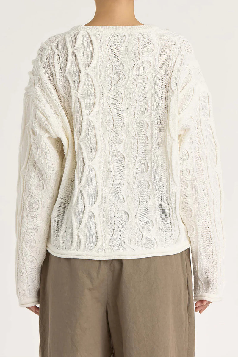 Cable Summer knit Top in Ivory, from Black Crane