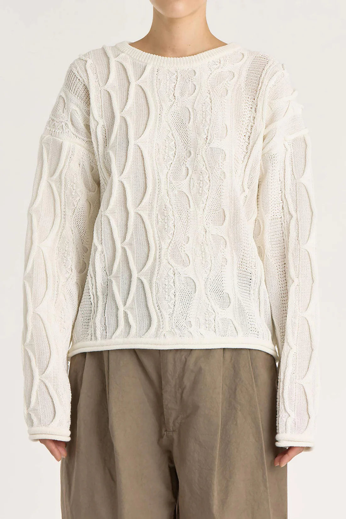 Cable Summer knit Top in Ivory, from Black Crane