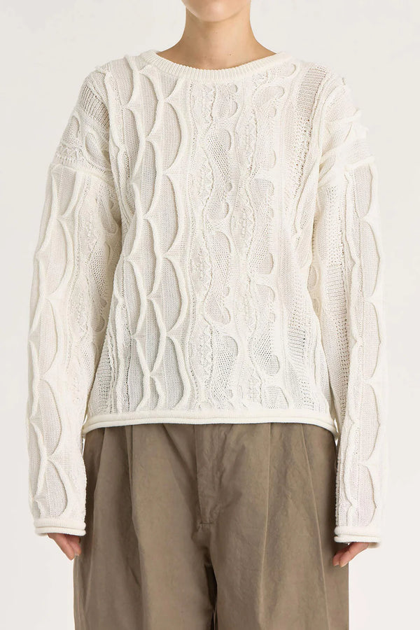 Cable Summer knit Top in Ivory, from Black Crane