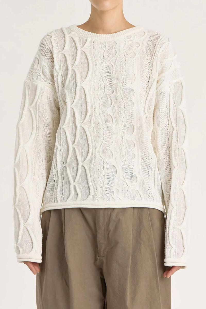 Cable Summer knit Top in Ivory, from Black Crane