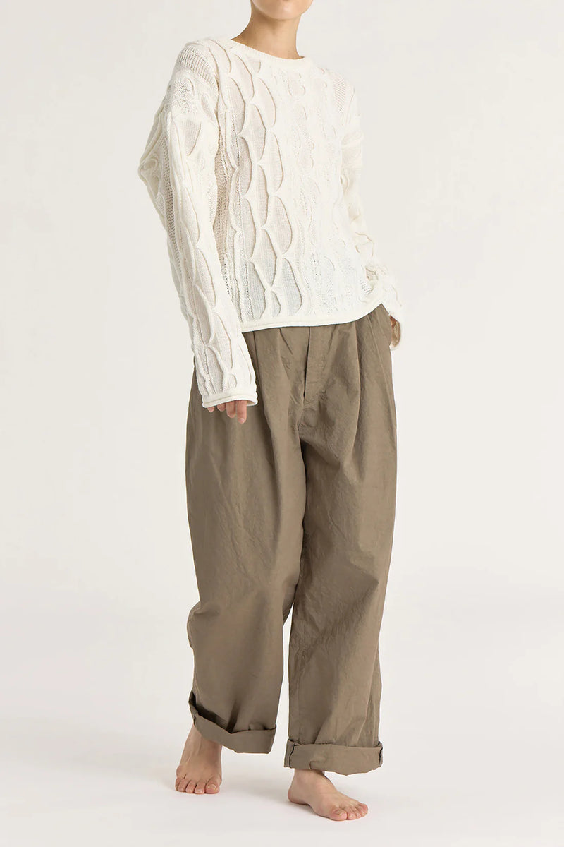Cable Summer knit Top in Ivory, from Black Crane