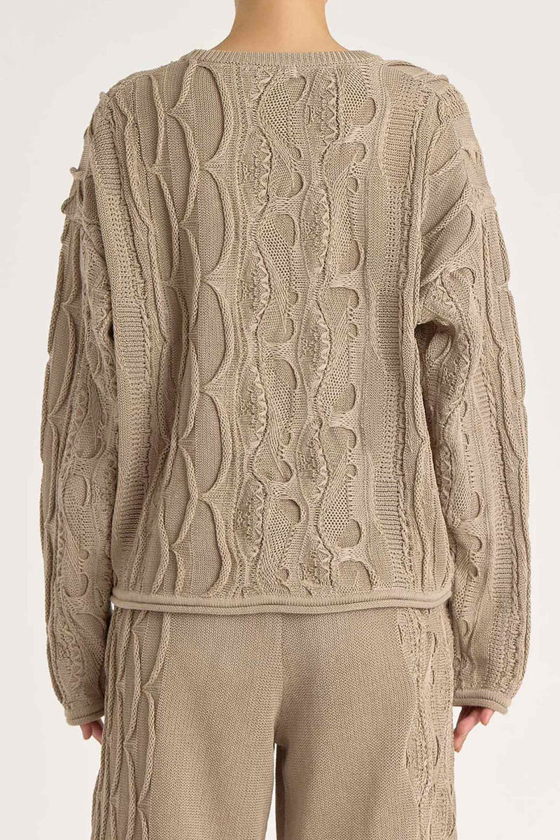 Cable Summer Knit Top in Taupe, from Black Crane