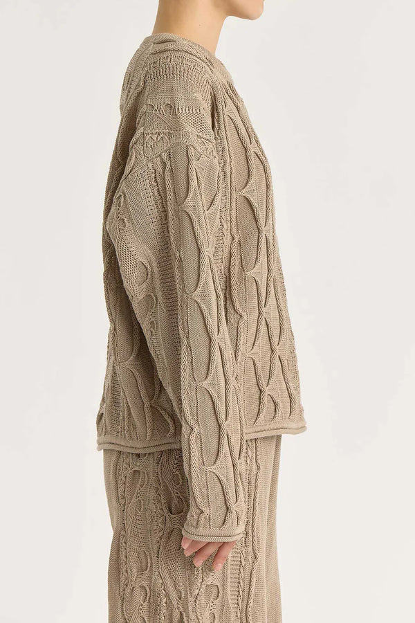 Cable Summer Knit Top in Taupe, from Black Crane
