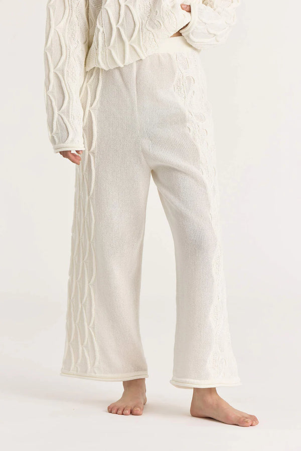Cable Knit Pants in Ivory, from Black Crane