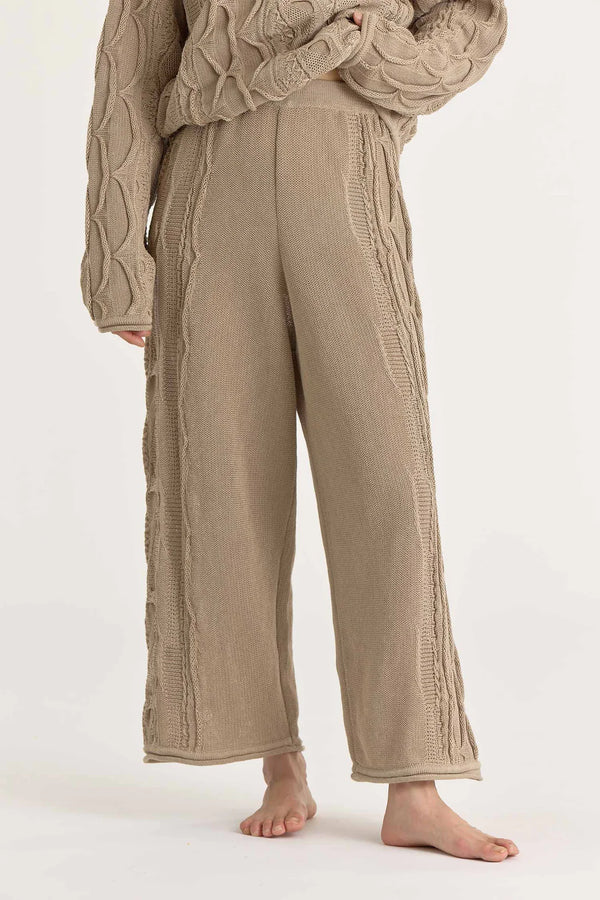 Cabel Knit Pants in Taupe, from Black Crane