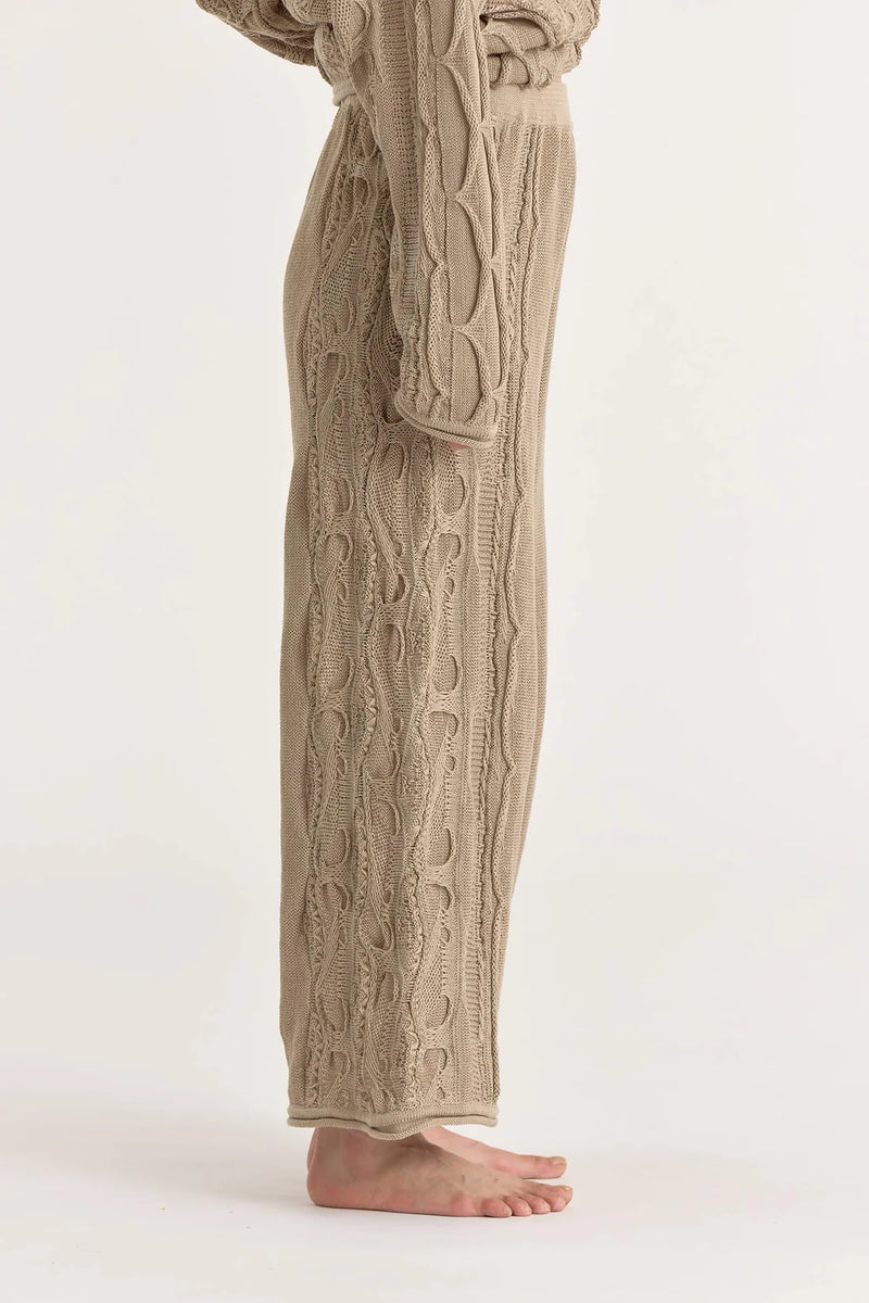 Cabel Knit Pants in Taupe, from Black Crane