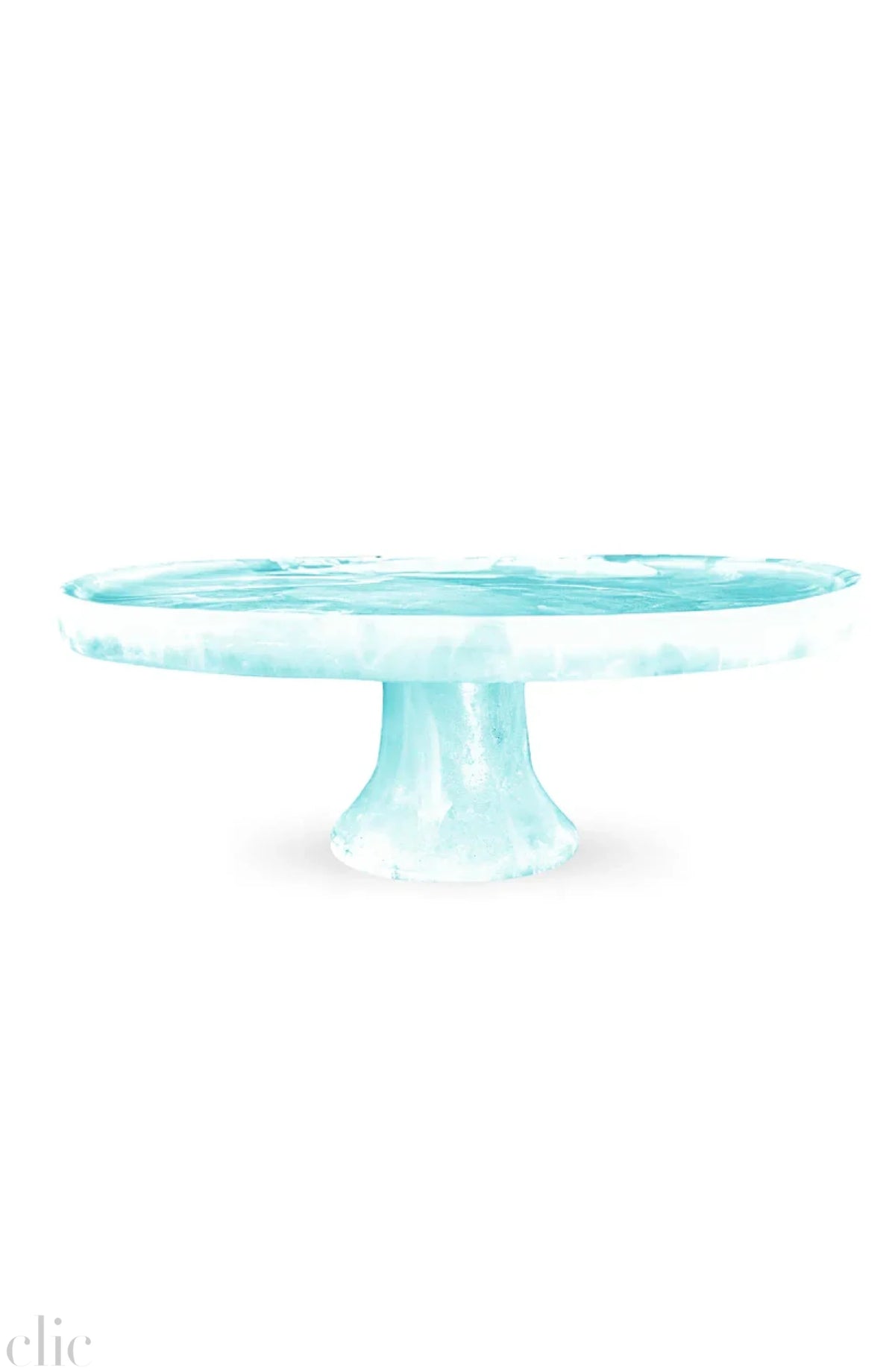 Footed Cake Stand in Aqua Swirl, from Nashi Home
