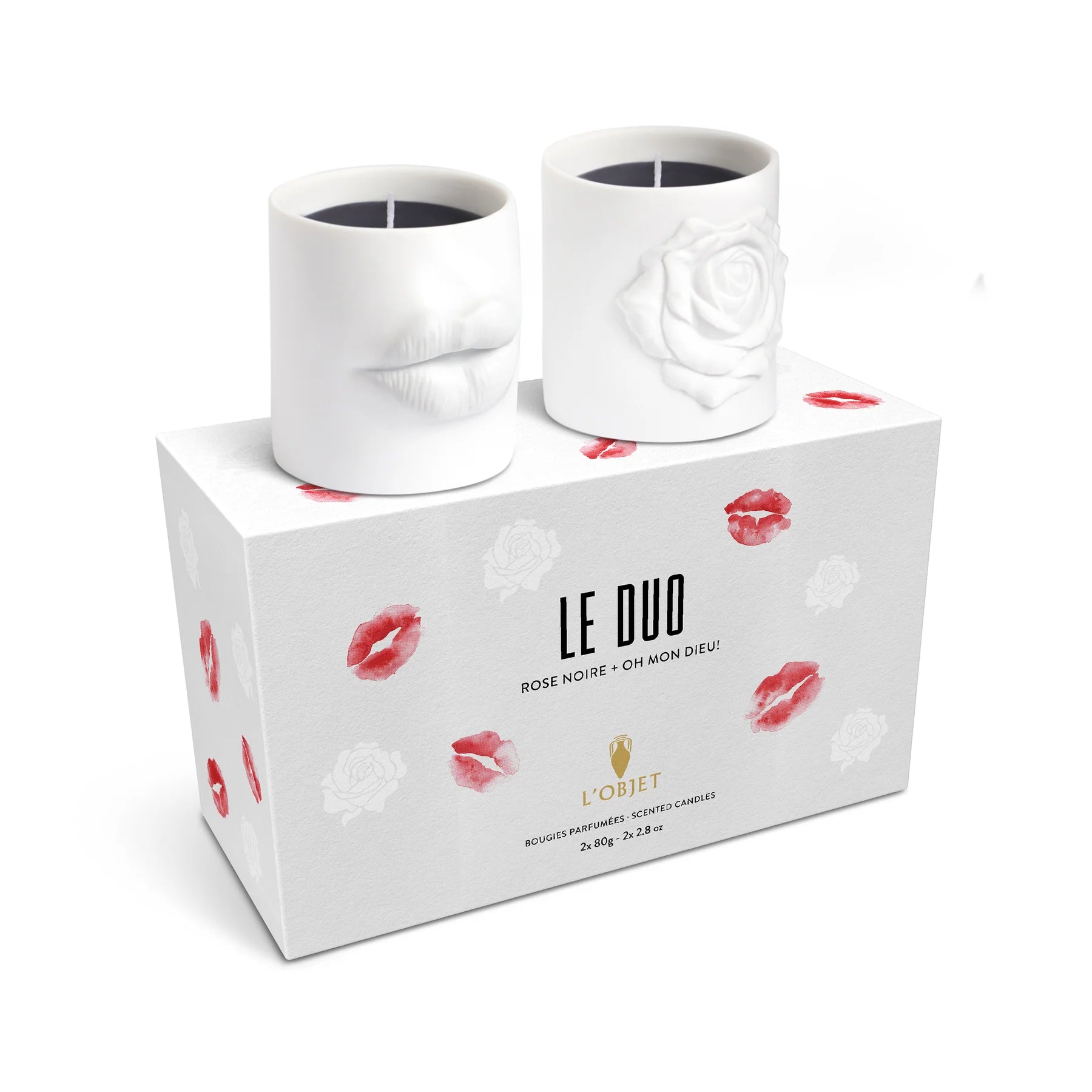 Lips and Rose Duo Candle Set, from L'Objet