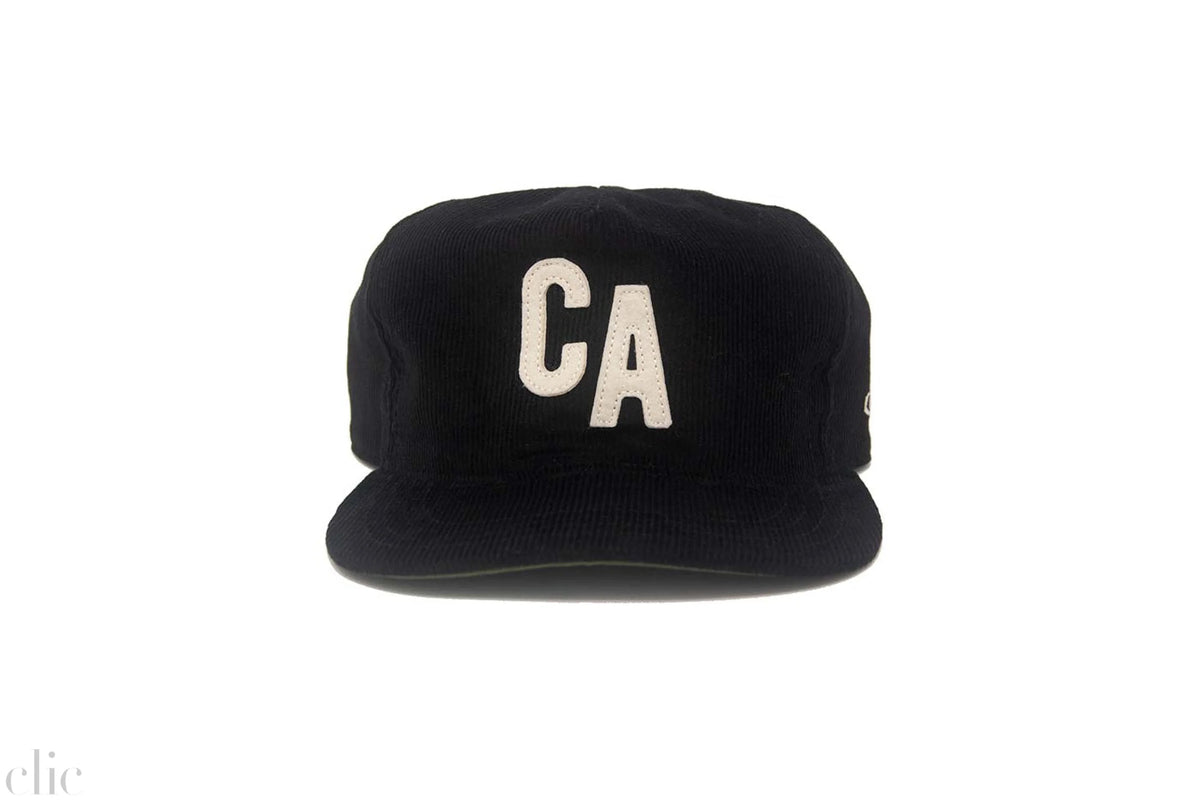 CA Corduroy Snapback Hat in Black and White