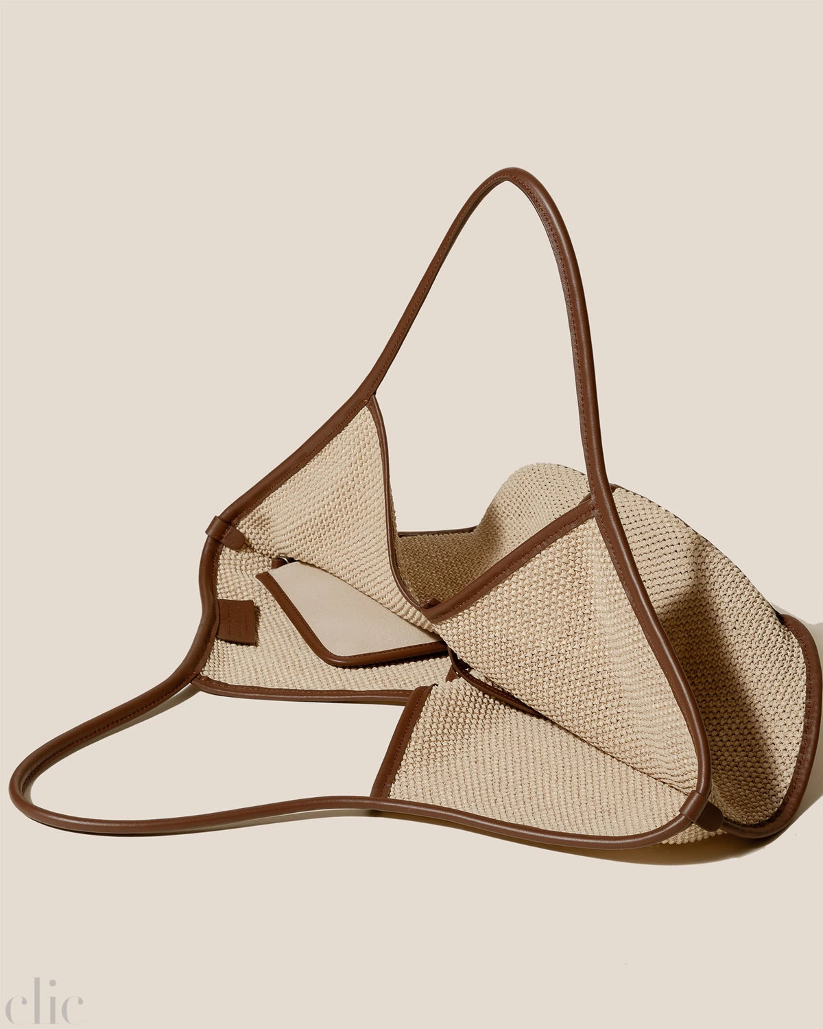 Calella Soft Raffia Tote in Natural & Chesnut Brown, from Hereu