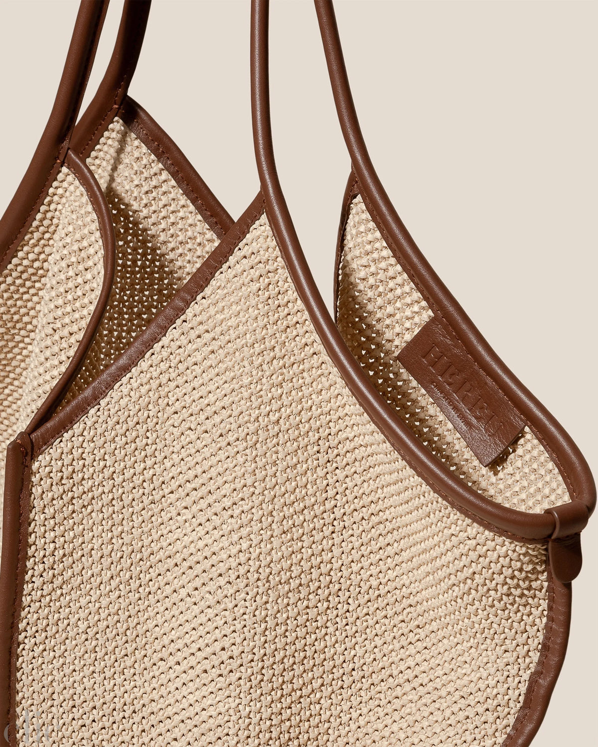 Calella Soft Raffia Tote in Natural & Chesnut Brown, from Hereu