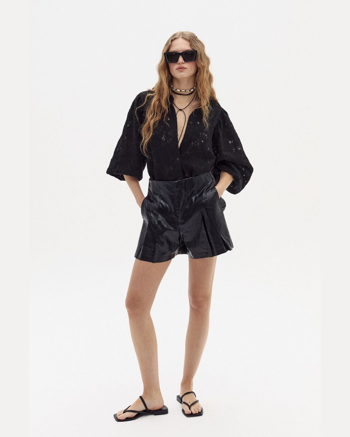 Claire Cotton Lace Shirt in Black, from Lanhtropy