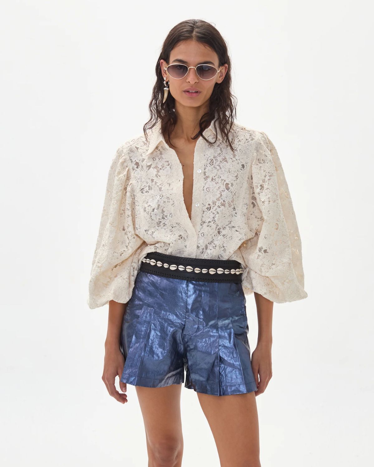 Claire Cotton Lace Shirt in Natural, from Lanhtropy 