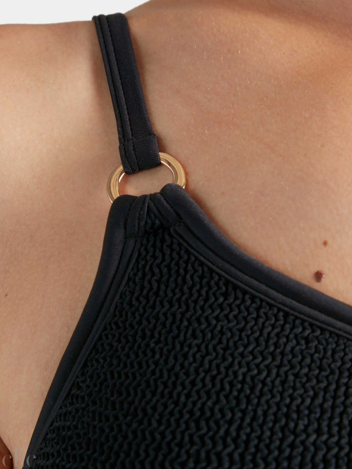 Clara Swimsuit With Gold Hoop in Black, from Hunza G