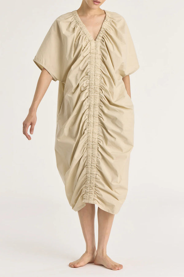 Ruched Dress in Oyster, from Black Crane