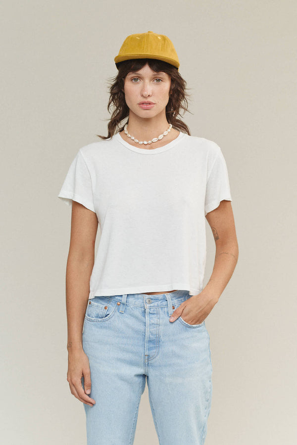 Cropped Ojai Tee in Washed White, from Jungmaven