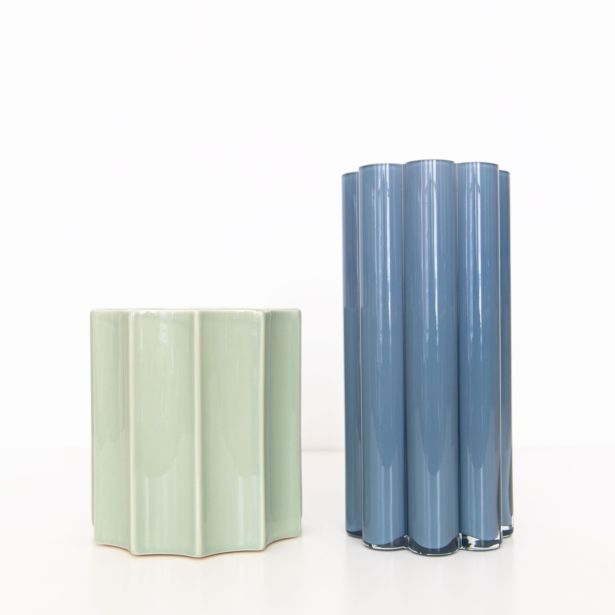 Duetto Vase in Storm Blue and Almond Green, from The Socialite Family