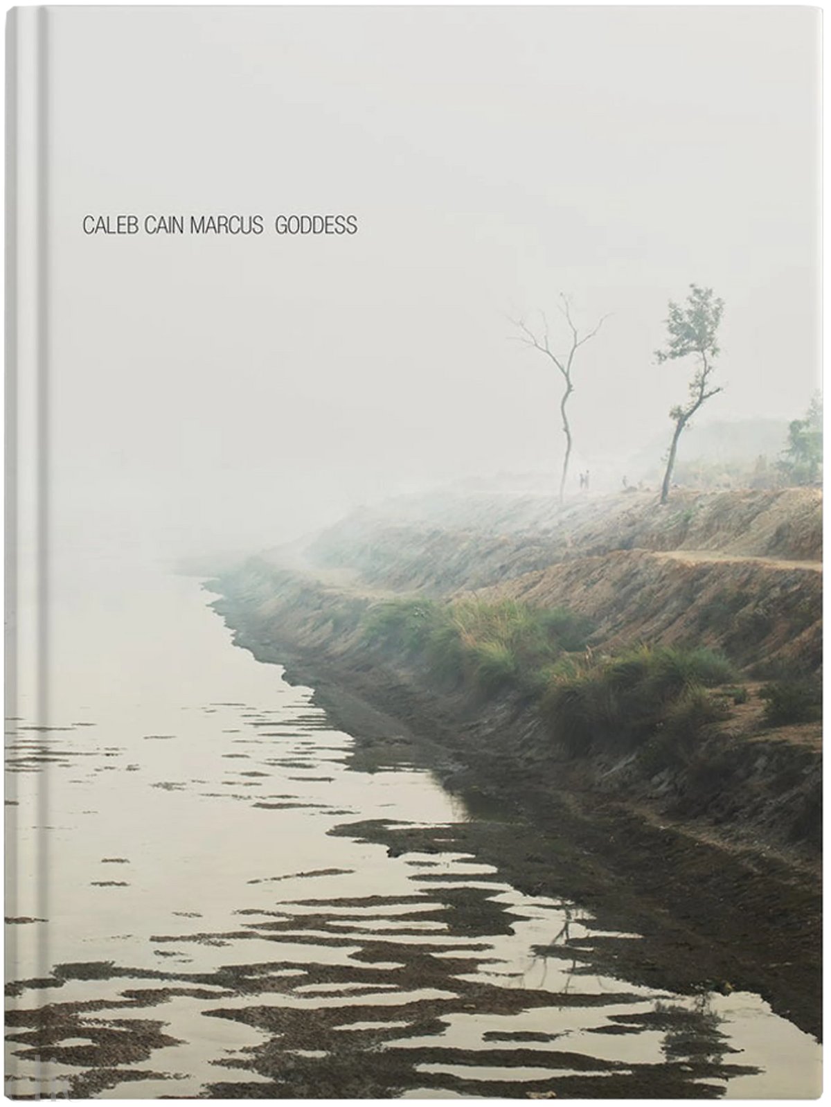Book cover with a landscape of a river and trees on a foggy day, featuring the title 'Caleb Cain Marcus: Goddess'.