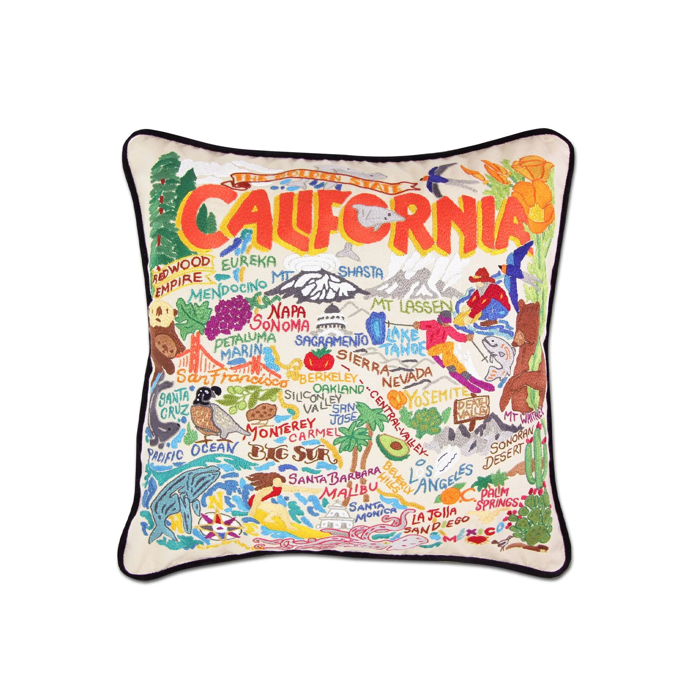 California Embroidered Pillow, from Catstudio