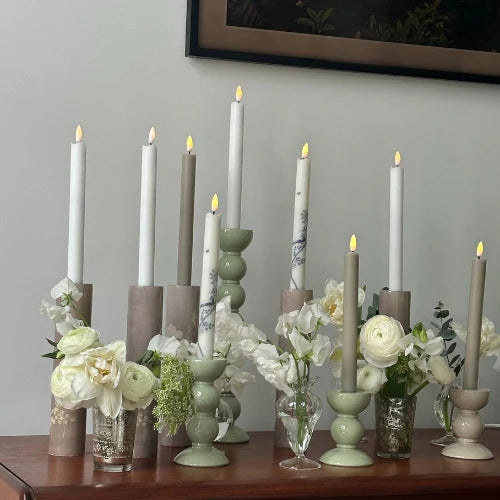 Small Bobbin Candle Stick Holder in Sage, from Addison Ross