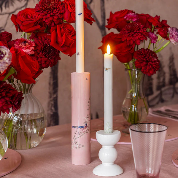 Small Bobbin Candle Stick Holder in White, from Addison Ross