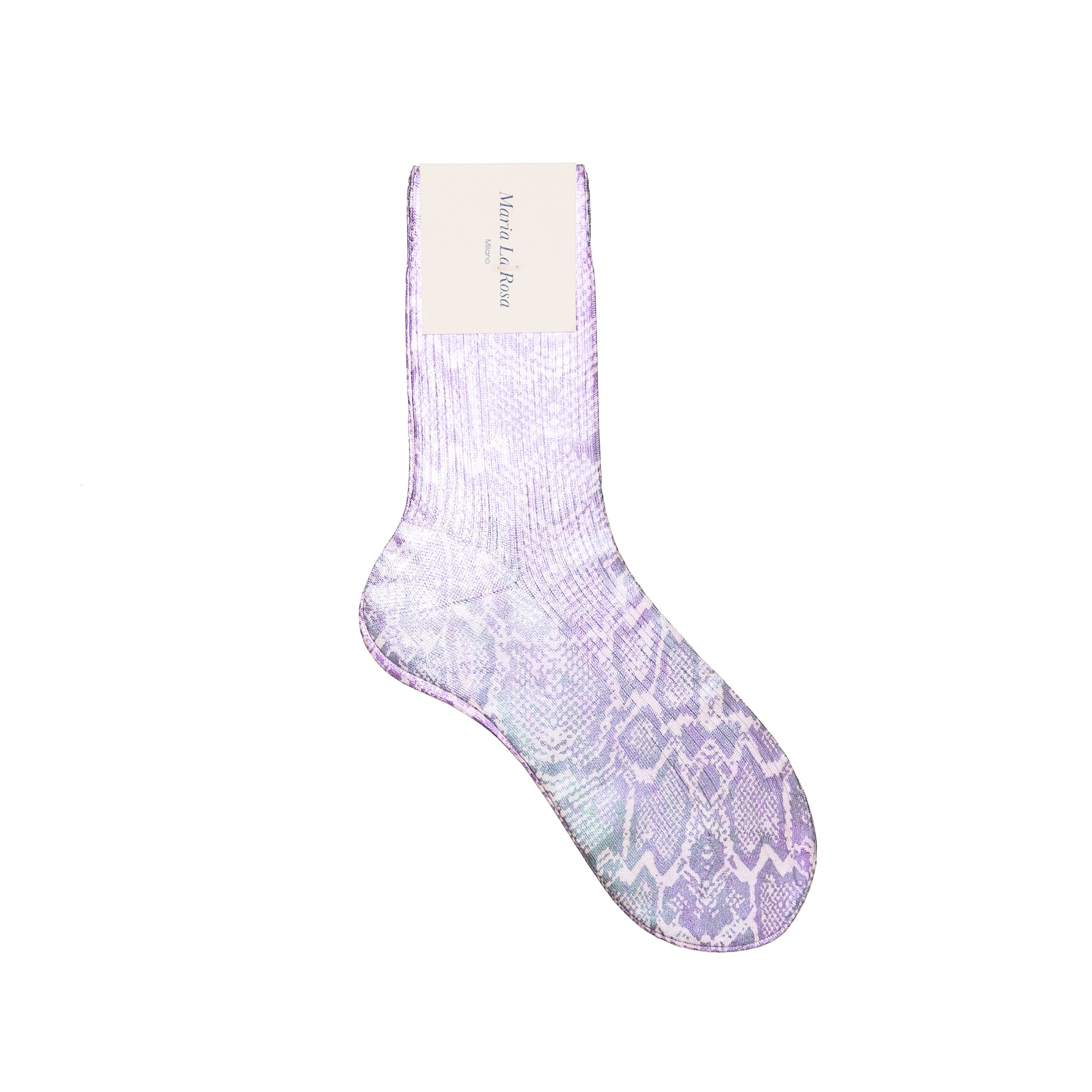 Cangiante Ribbed Socks in Python Light, from Maria La Rosa