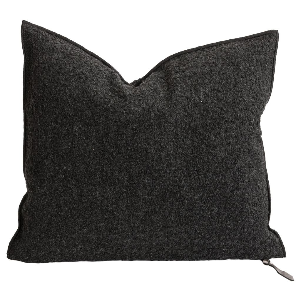 Canvas Wooly 26x26 Pillow in Charbon, from Maison de Vacances