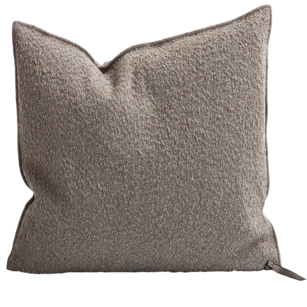 Canvas Wooly 26x26 Pillow in Ecorce, from Maison de Vacances