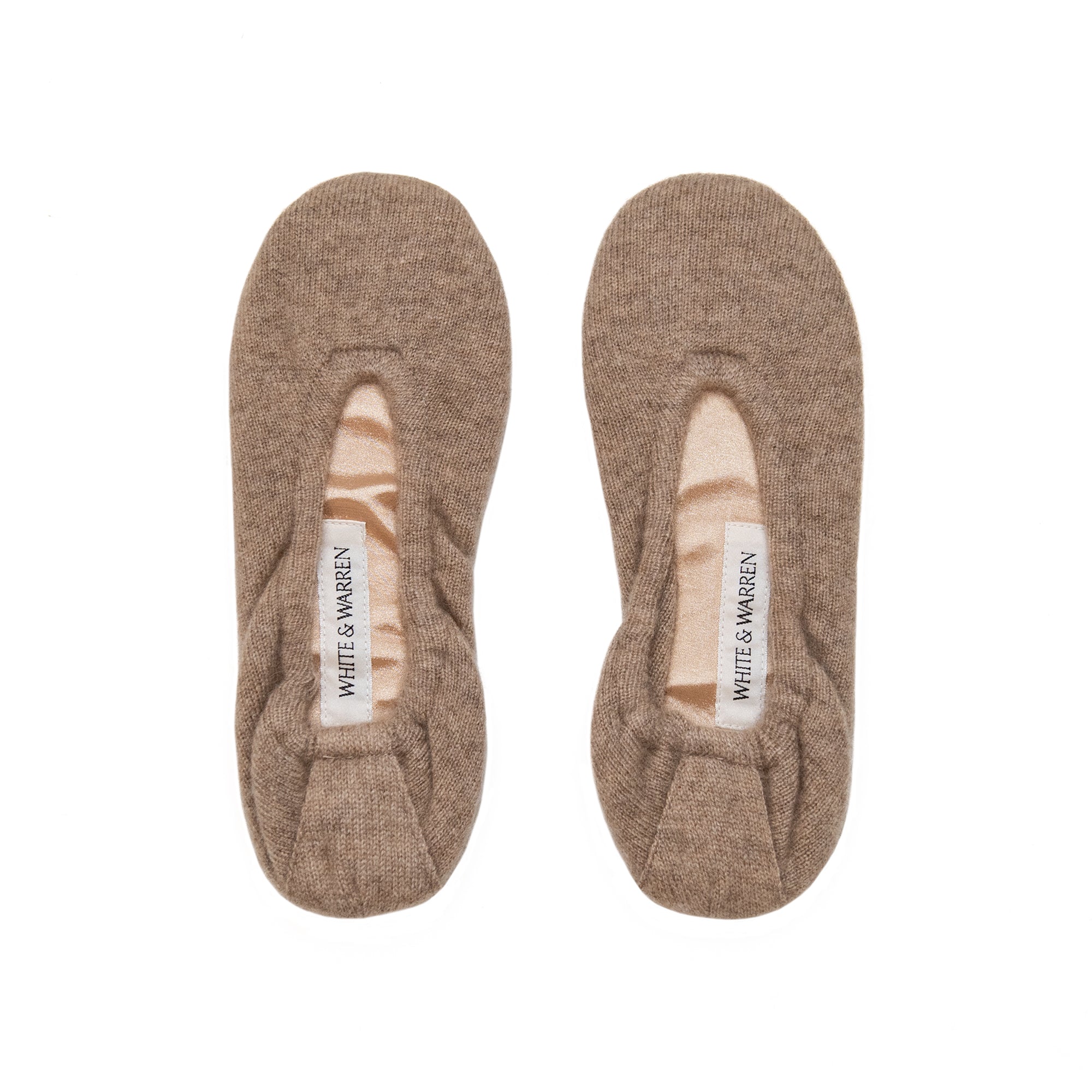 Cashmere Ballet Slippers in Taupe Heather, from White and Warren